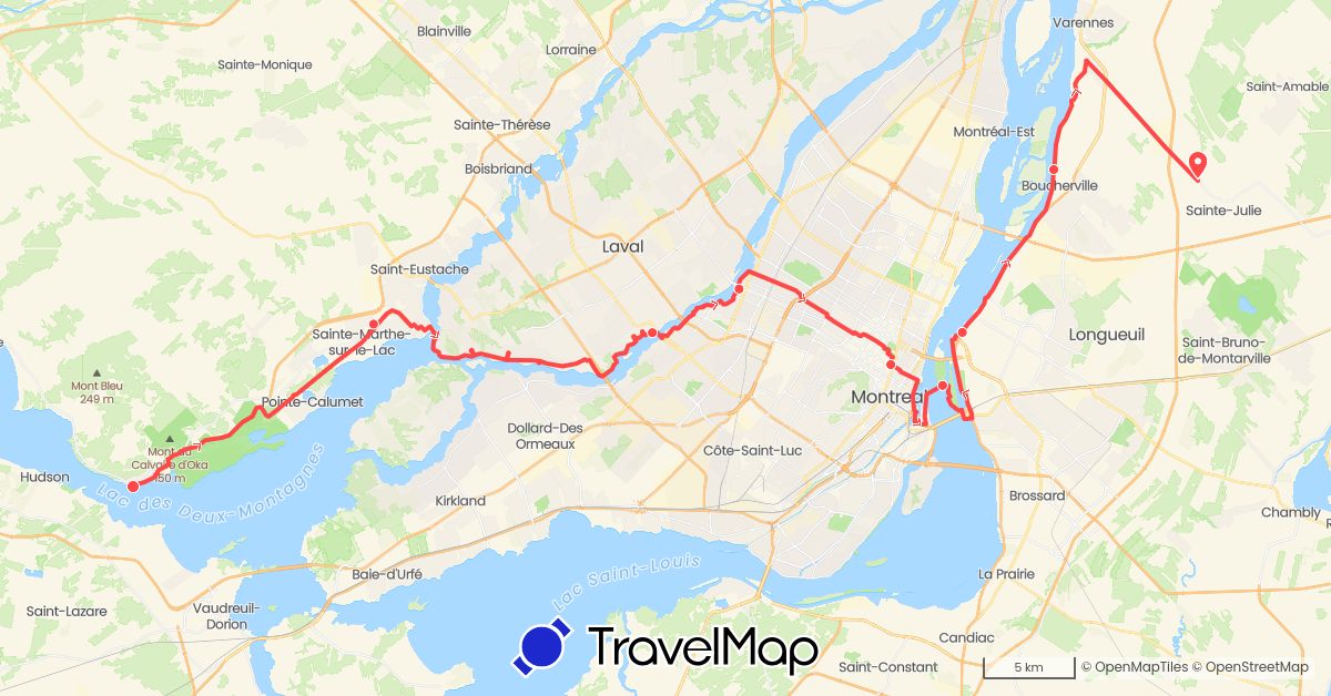 TravelMap itinerary: hiking in Canada (North America)